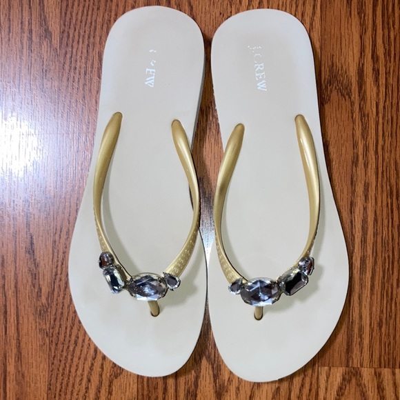 J. Crew Jeweled Flip Flops Size 7 - Picture 9 of 13